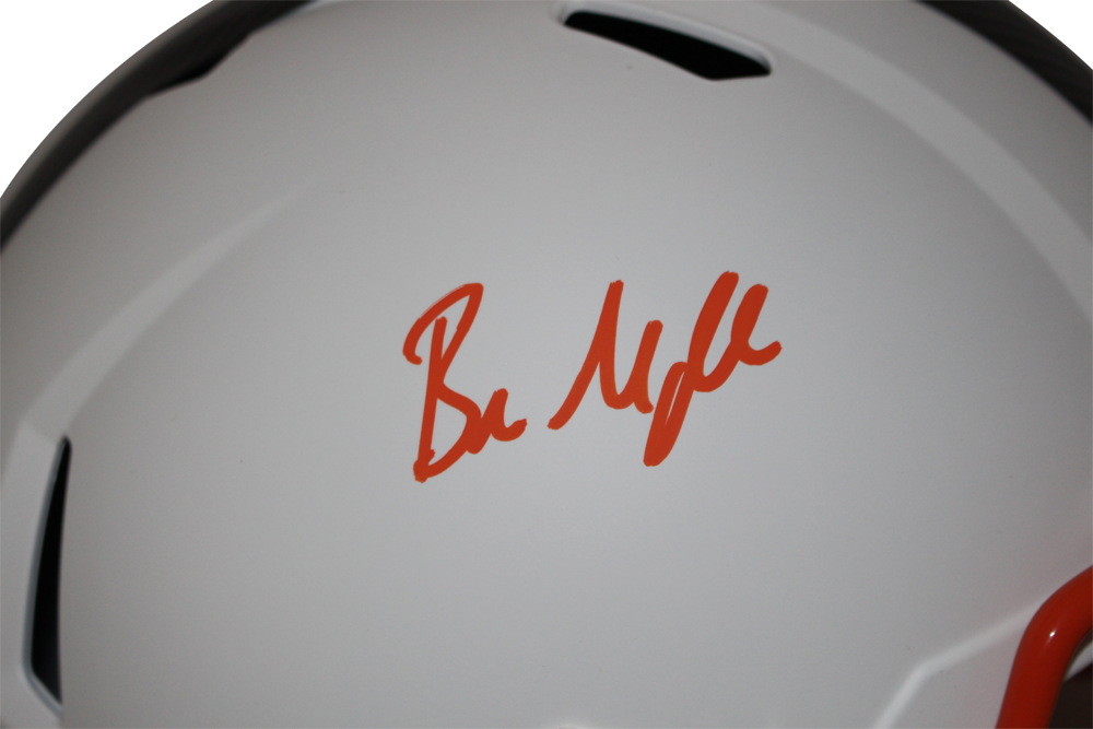 Baker Mayfield Signed Cleveland Browns F/S Flat White Speed Helmet BAS 32425