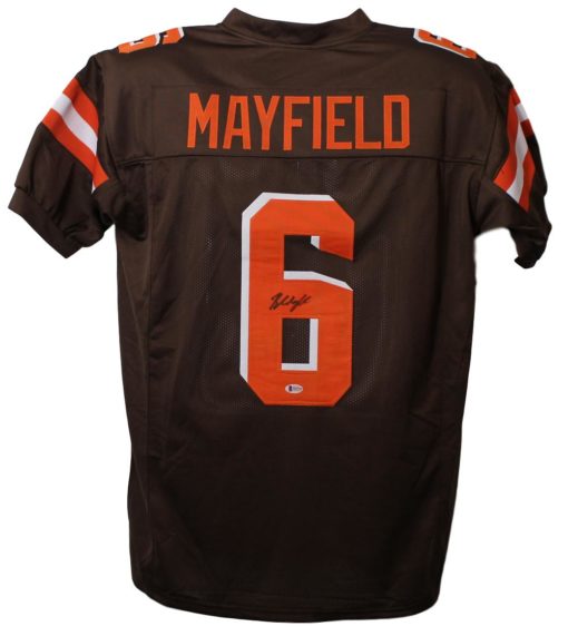 Baker Mayfield Autographed/Signed Pro Style Brown XL Jersey BAS 21781