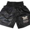 Floyd Mayweather Jr Autographed/Signed TMT Black Boxing Trunks LE/500 BAS 24972