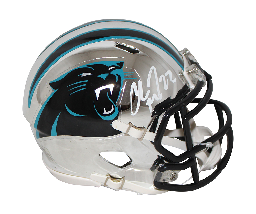 Christian McCaffrey Signed Carolina Panthers Chrome Mini Helmet BAS 32964