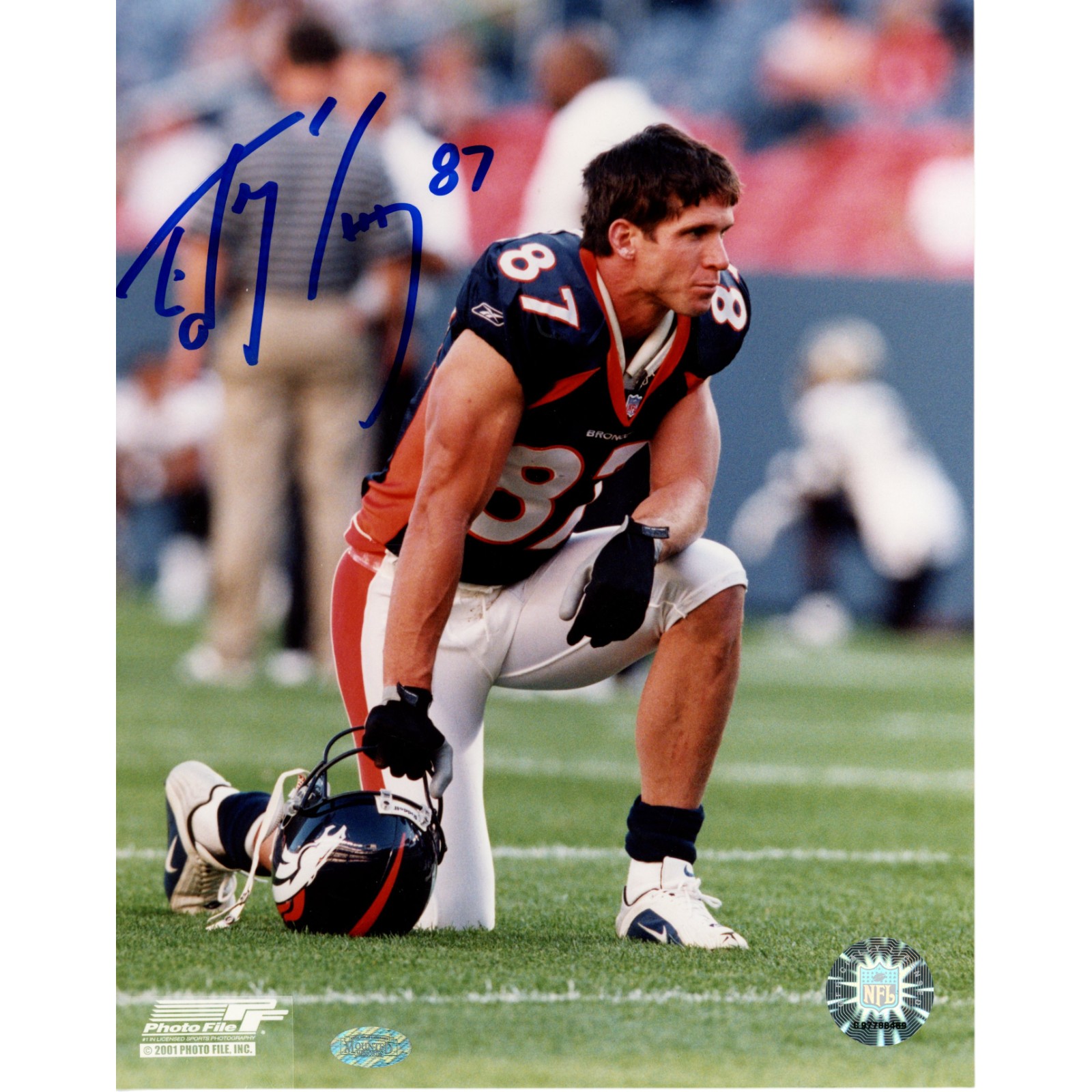 Ed McCaffrey Autographed Denver Broncos 8x10 Photo Mouunted Memories 51528
