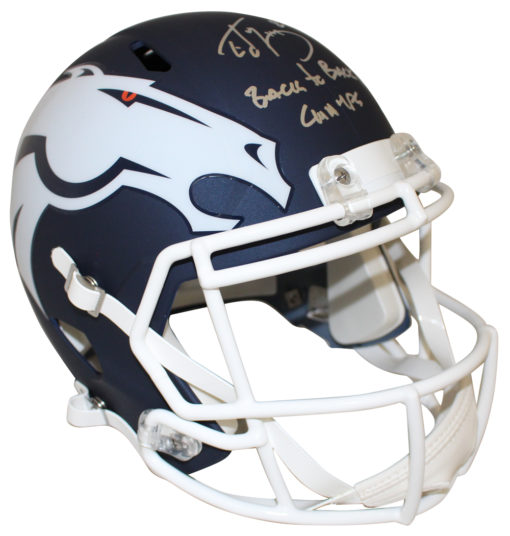 Ed McCaffrey Signed Denver Broncos AMP Replica Helmet B2B Champs JSA 26949