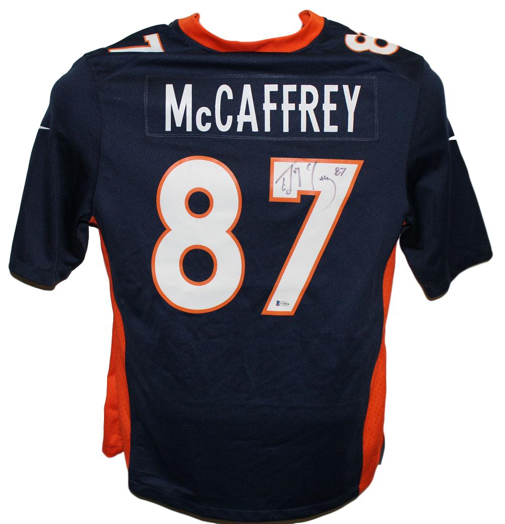 Ed McCaffrey Autographed/Signed Denver Broncos Nike Blue M Jersey BAS 28491