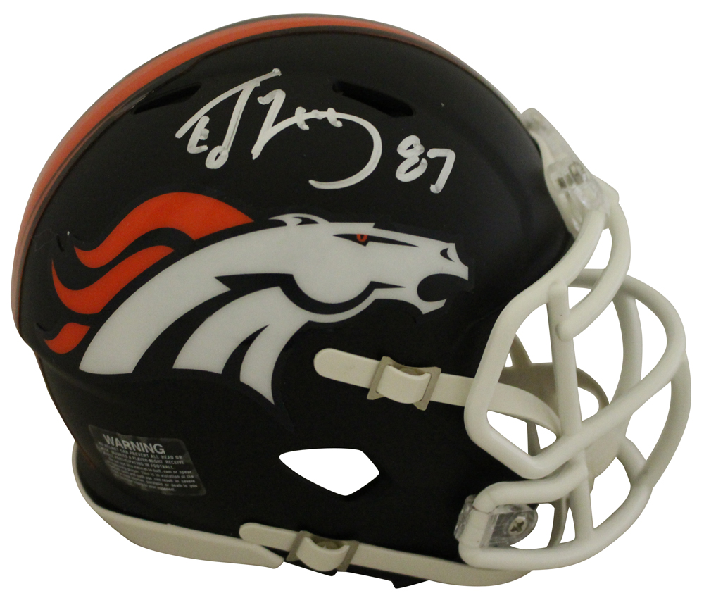 Ed McCaffrey Autographed Denver Broncos Black Matte Mini Helmet JSA 26943