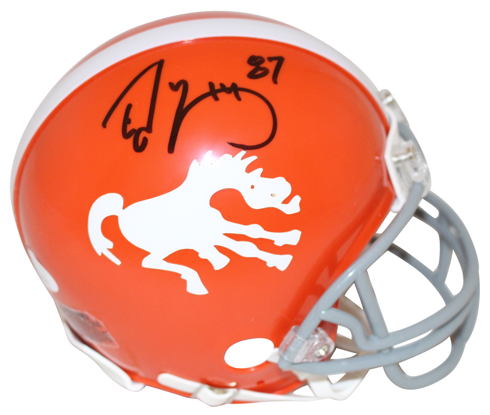 Ed McCaffrey Autographed Denver Broncos TB Orange Mini Helmet JSA 26946