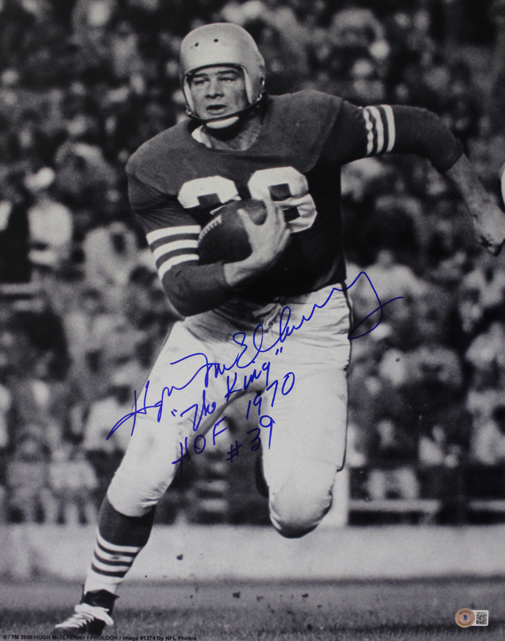 Hugh McElhenny Signed San Francisco 49ers Dry Mounted 16x20 Photo BAS