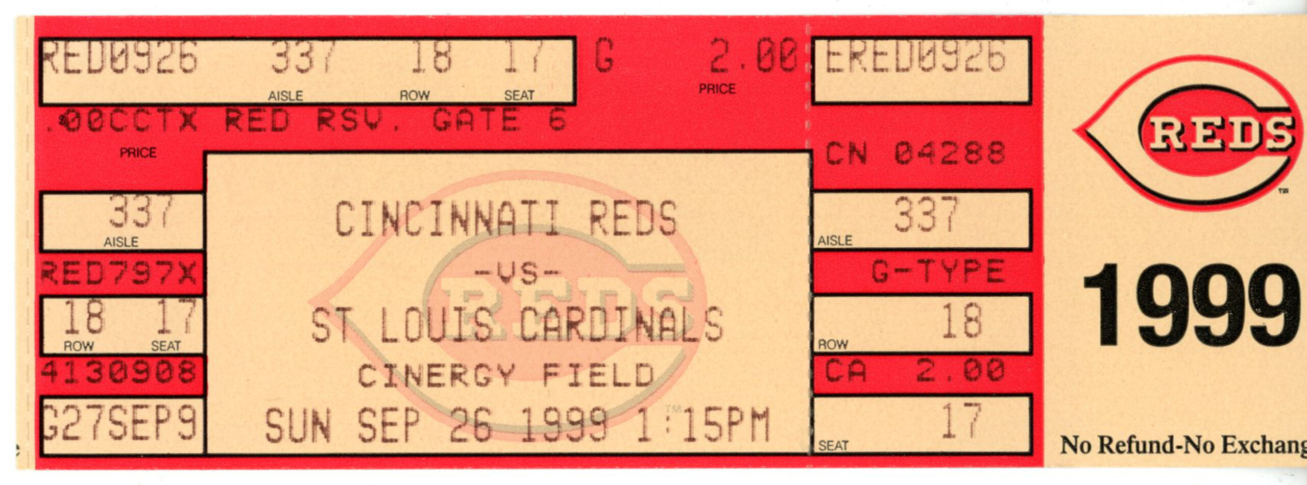 Mark McGwire's 60th Home Run St Louis Cardinals 09/26/99 Ticket Stub 35774
