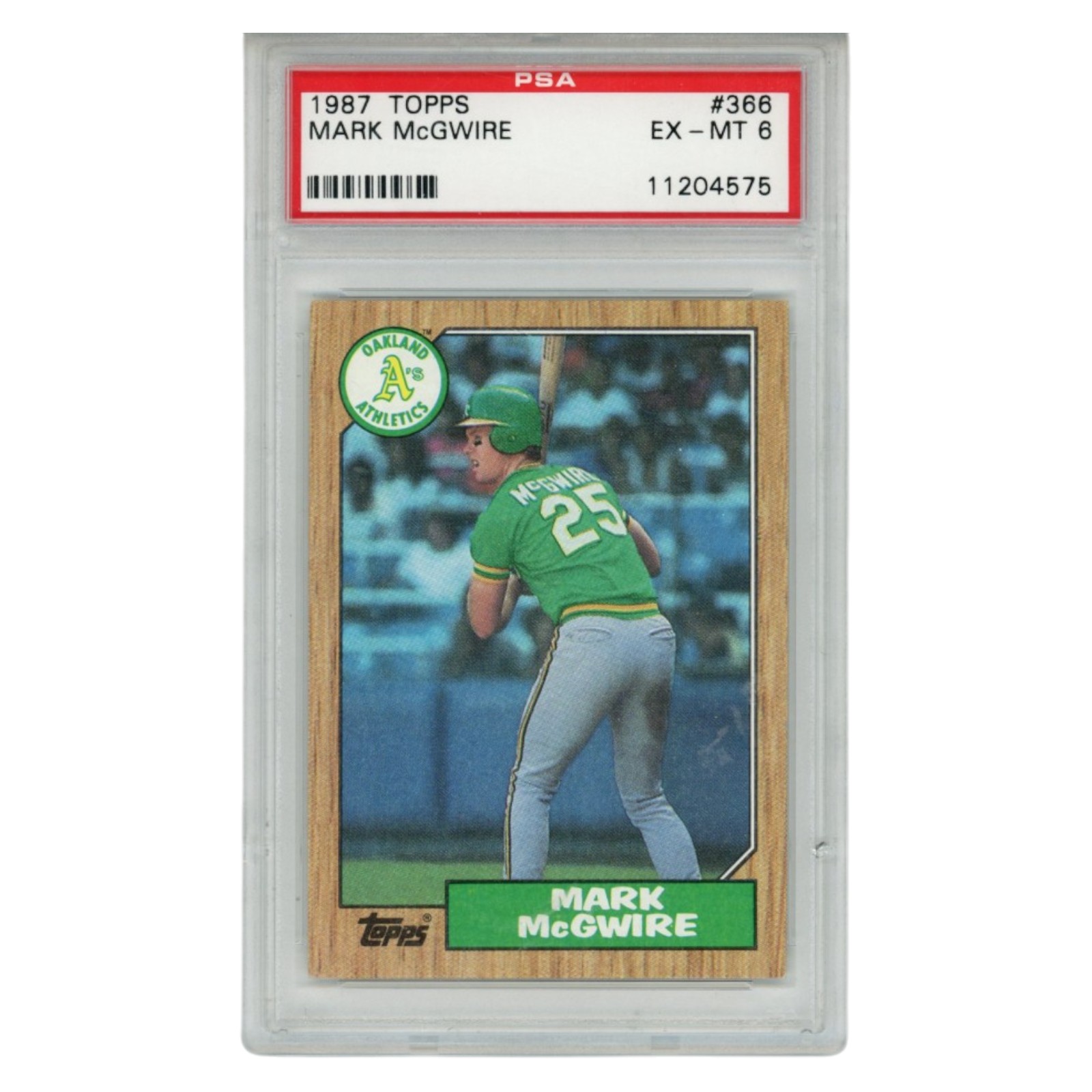 Mark McGwire Oakland Athletics 1987 Topps #366 PSA 6 Slabbed Trading Card 56584