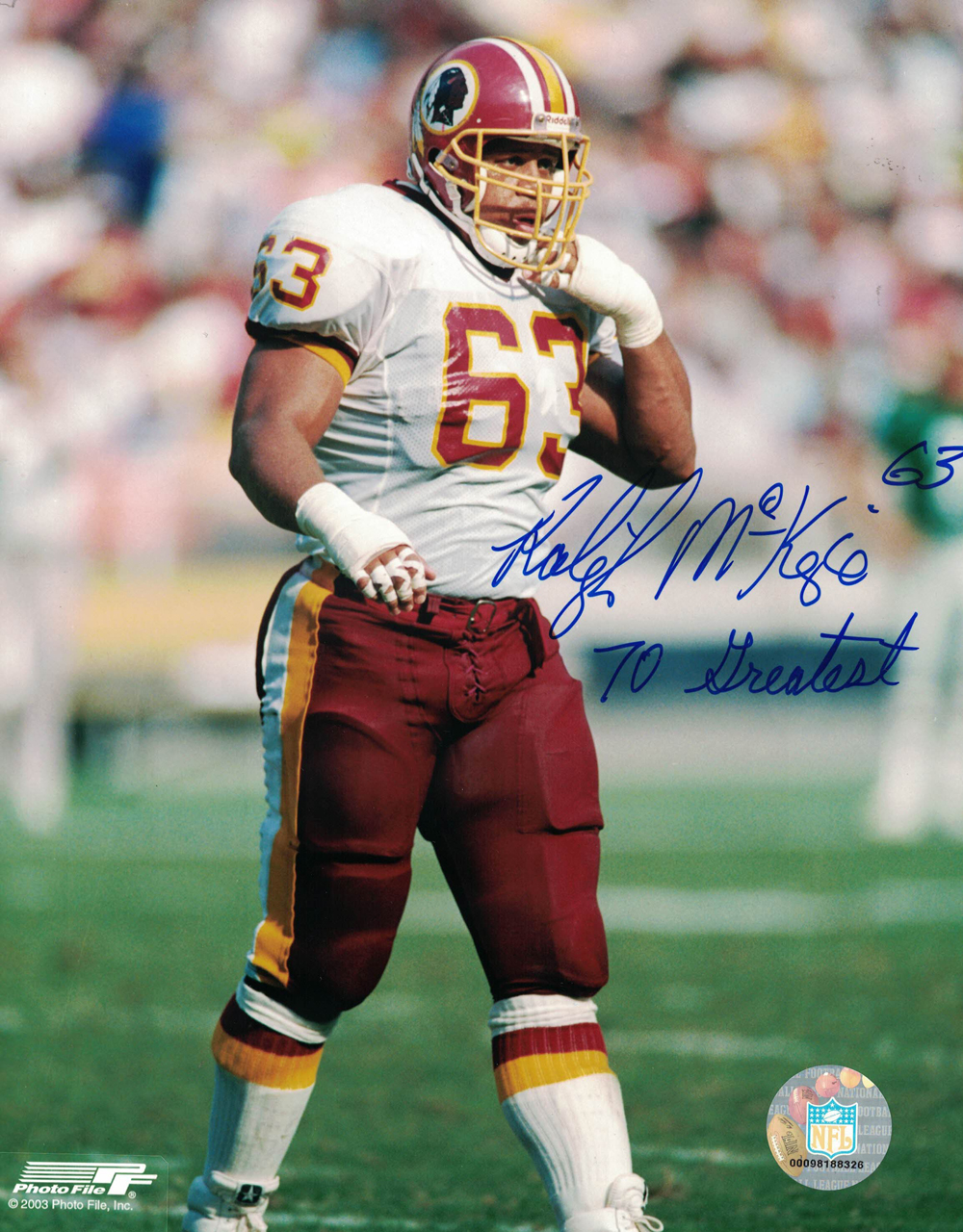 Raleigh Mckenzie Signed Washington Redskins 8x10 Photo 70 Greatest 27878