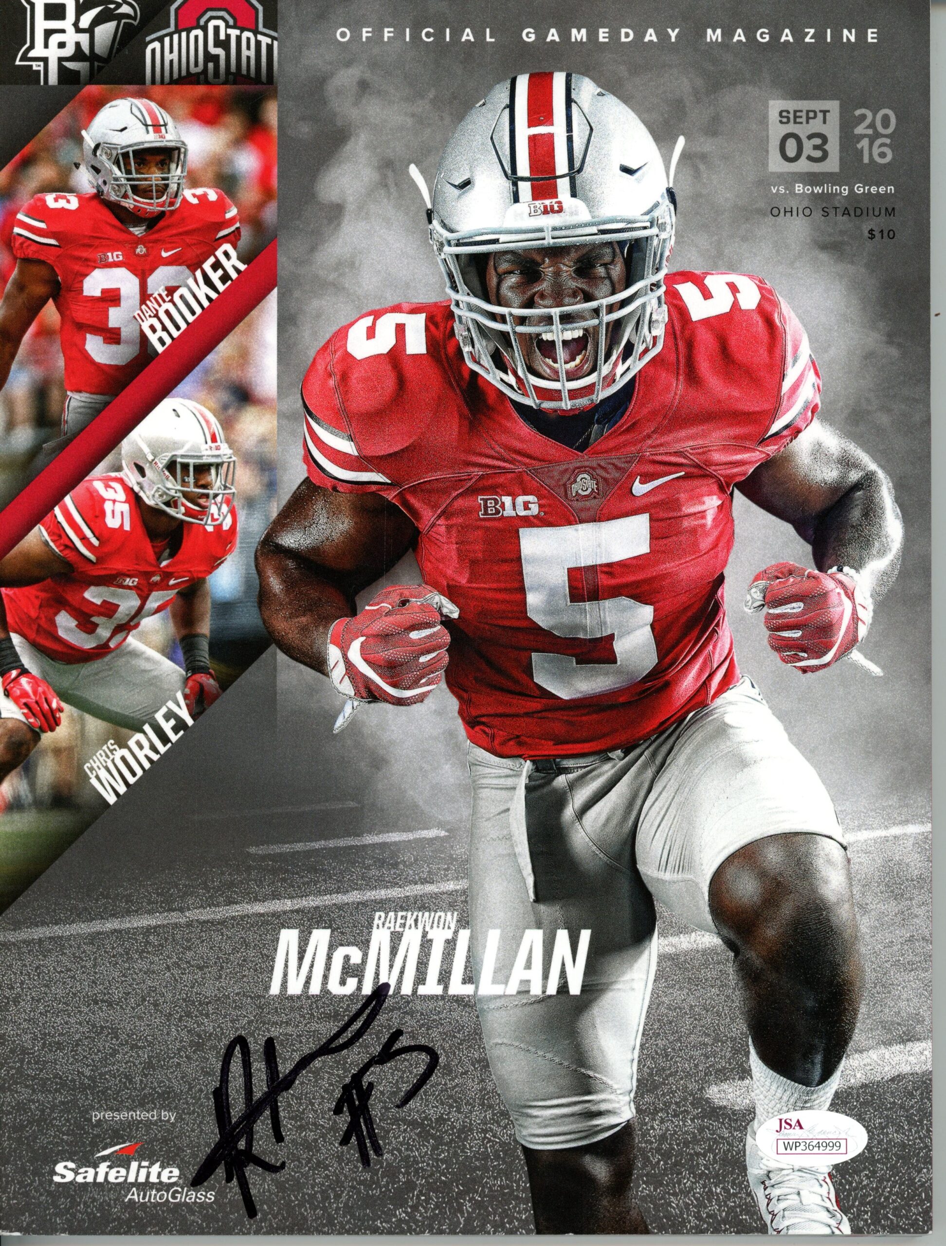 Raekwon McMillan Signed Ohio State Buckeyes Gameday 09/03/16 Magazine JSA 55986