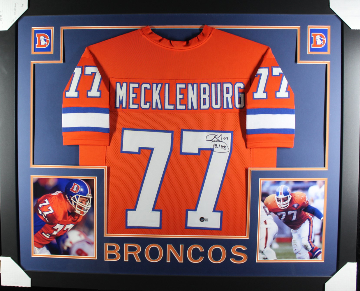 Karl Mecklenberg Autographed Framed Pro Style Orange XL Jersey Beckett
