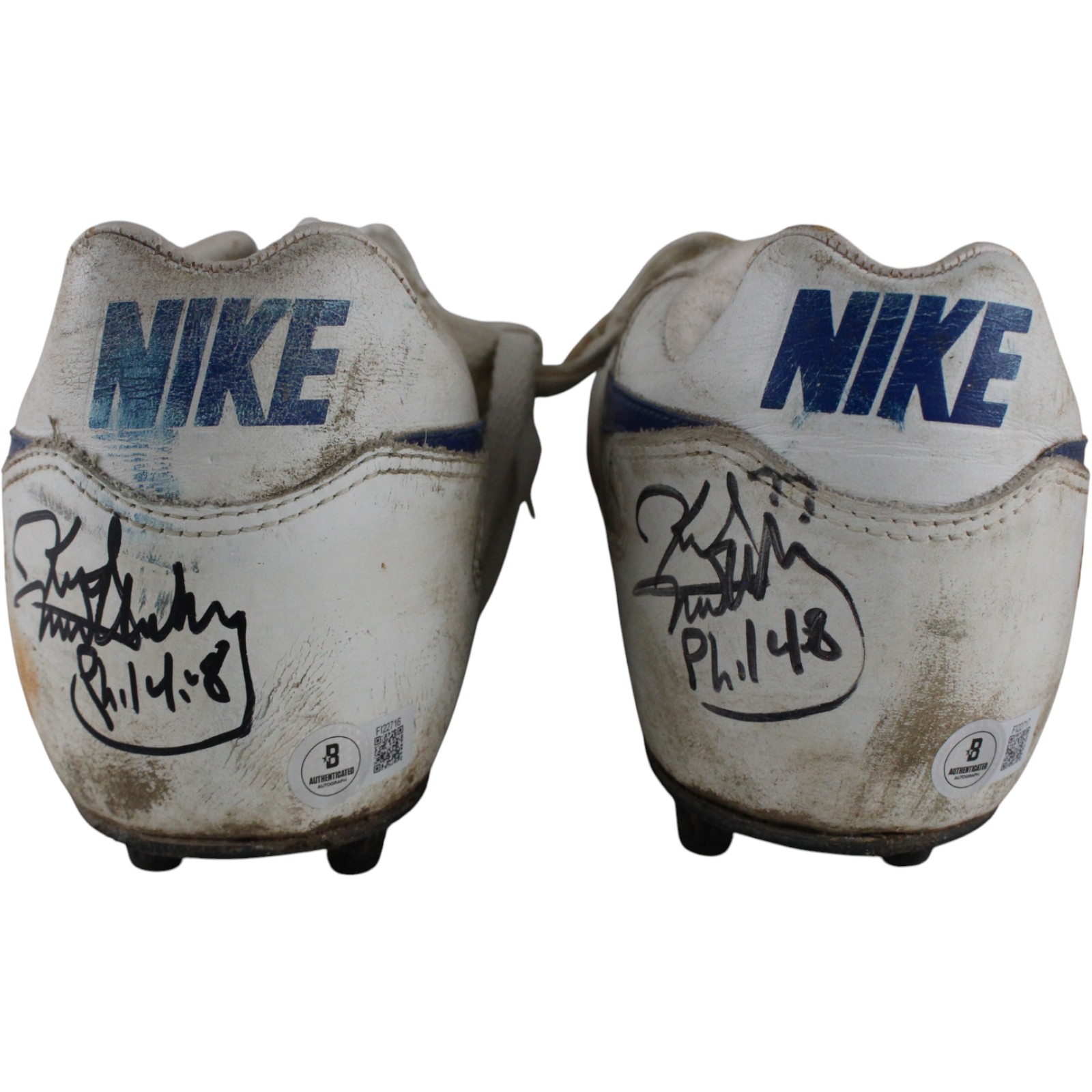 Karl Mecklenburg Signed Denver Broncos Game Worn Nike Cleats 12 Beckett 52859