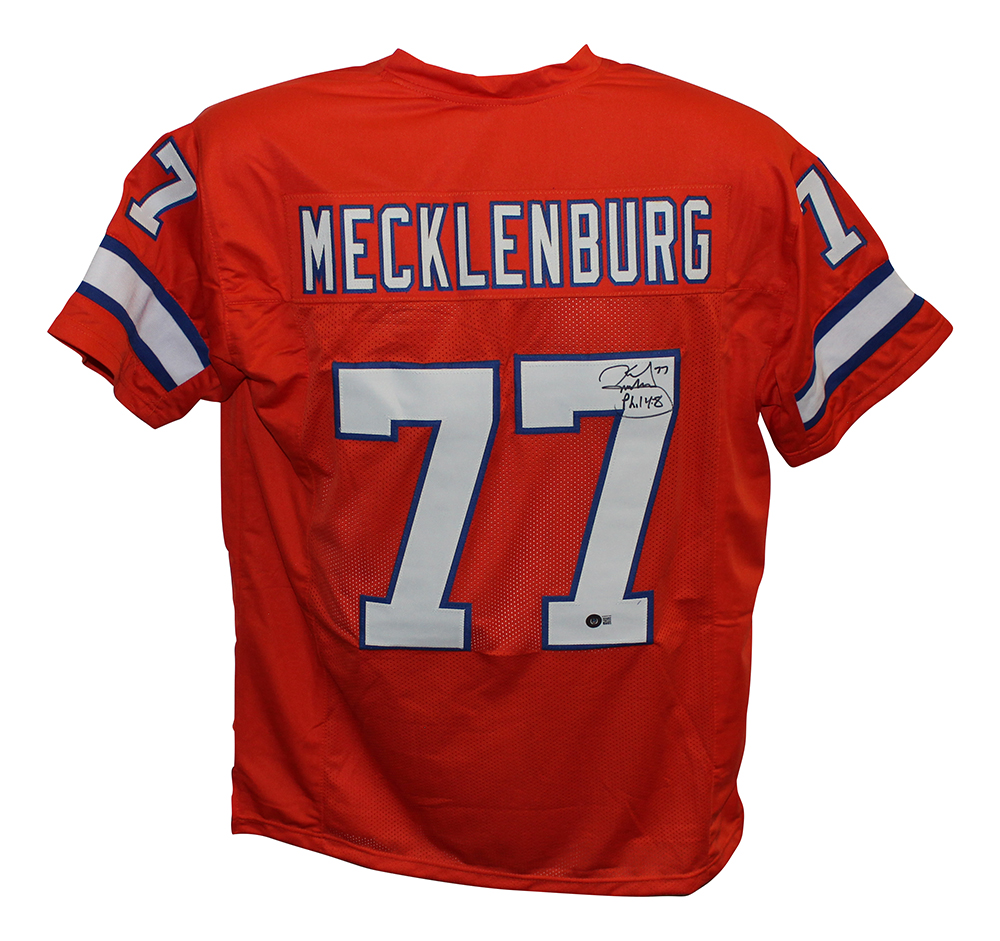 Karl Mecklenburg Autographed/Signed Pro Style Orange XL Jersey BAS 31933