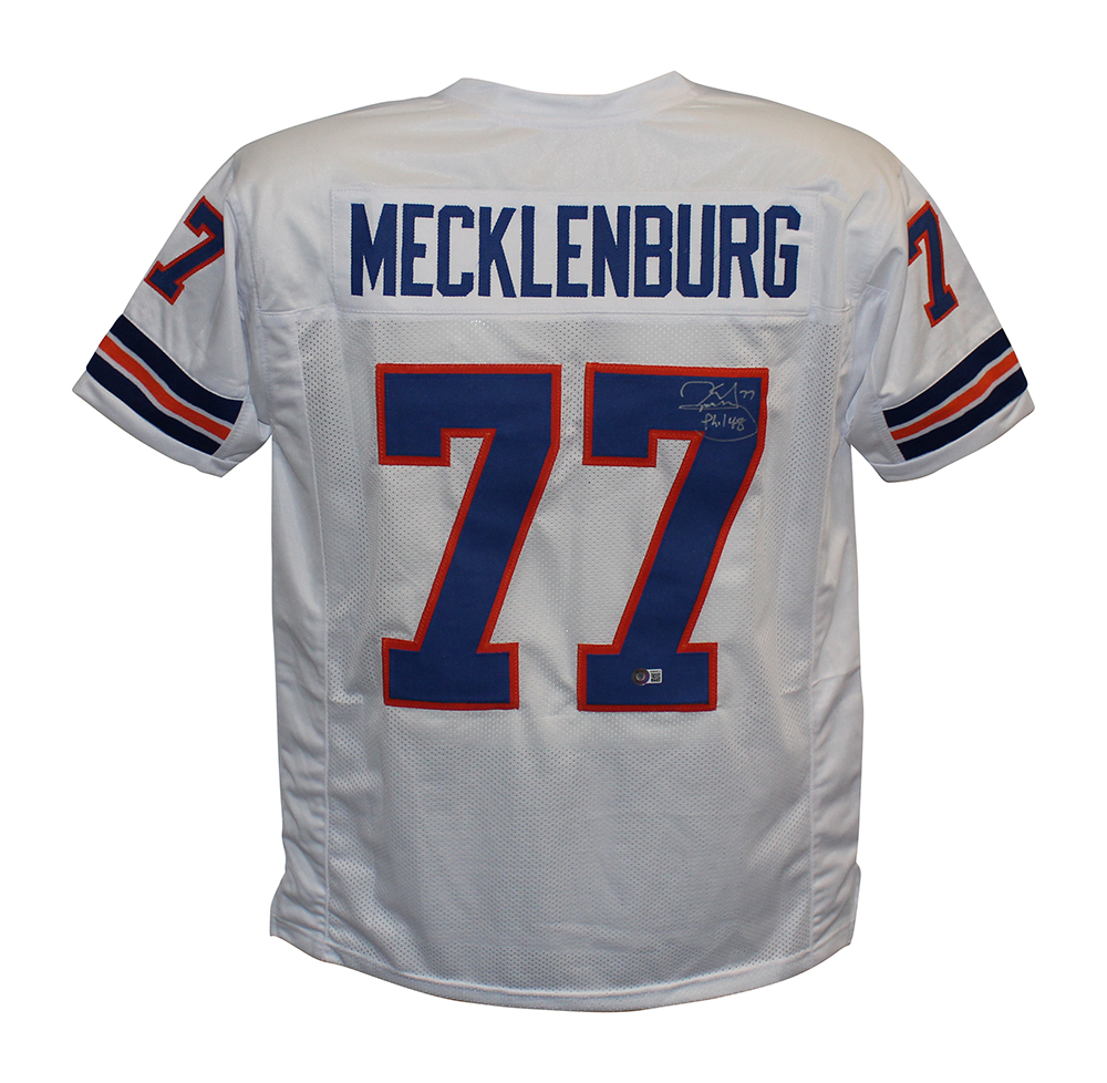 Karl Mecklenburg Autographed/Signed Pro Style White XL Jersey BAS 31934