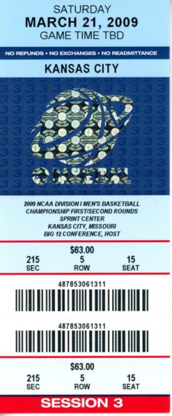 2009 Second Round March Madness Memphis Tigers vs Maryland Ticket 55561