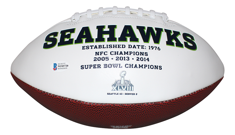 DK Metcalf Autographed/Signed Seattle Seahawks Logo Football BAS 29979