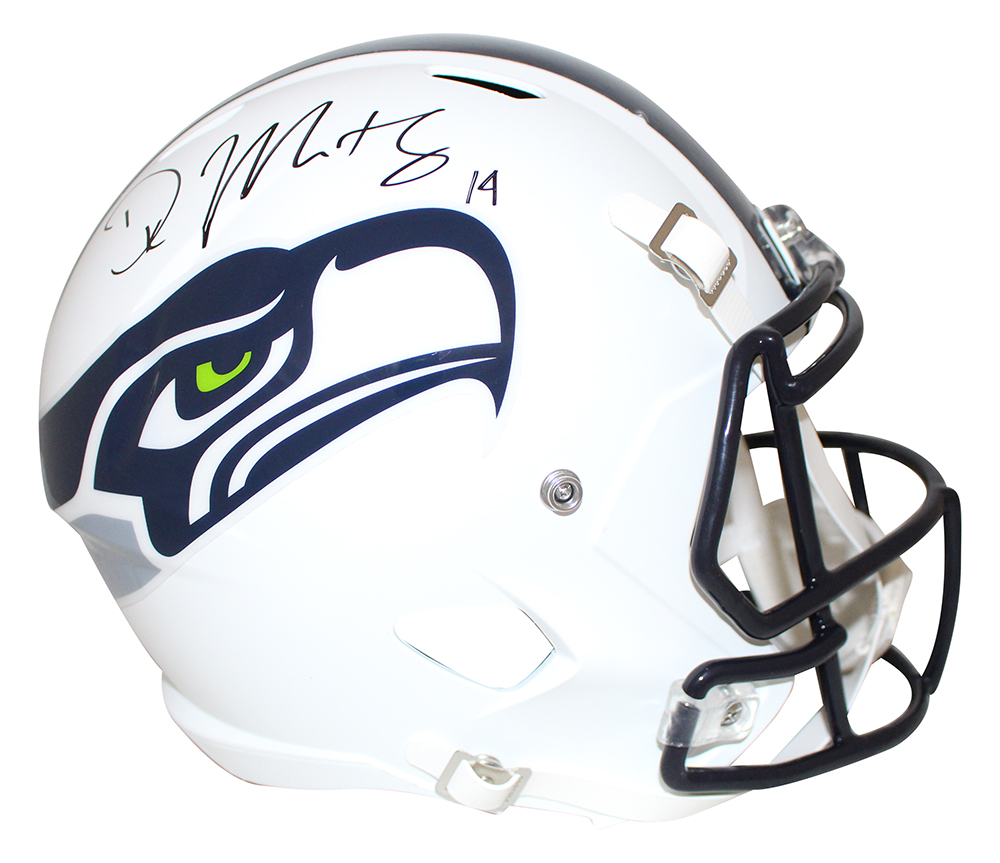 DK Metcalf Autographed Seattle Seahawks F/S Flat White Helmet BAS 28413