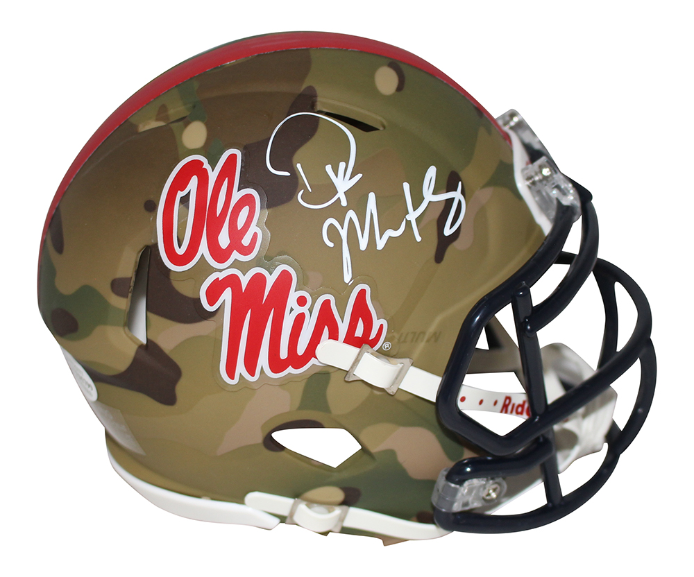 DK Metcalf Autographed/Signed Ole Miss Rebels Camo Mini Helmet BAS 29974