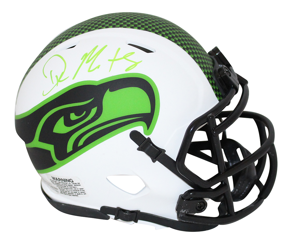 DK Metcalf Autographed/Signed Seattle Seahawks Lunar Mini Helmet BAS 32444