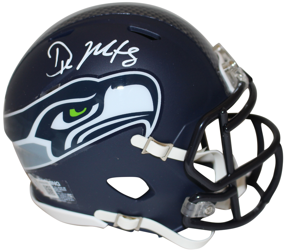 DK Metcalf Autographed Seattle Seahawks Speed Mini Helmet Beckett