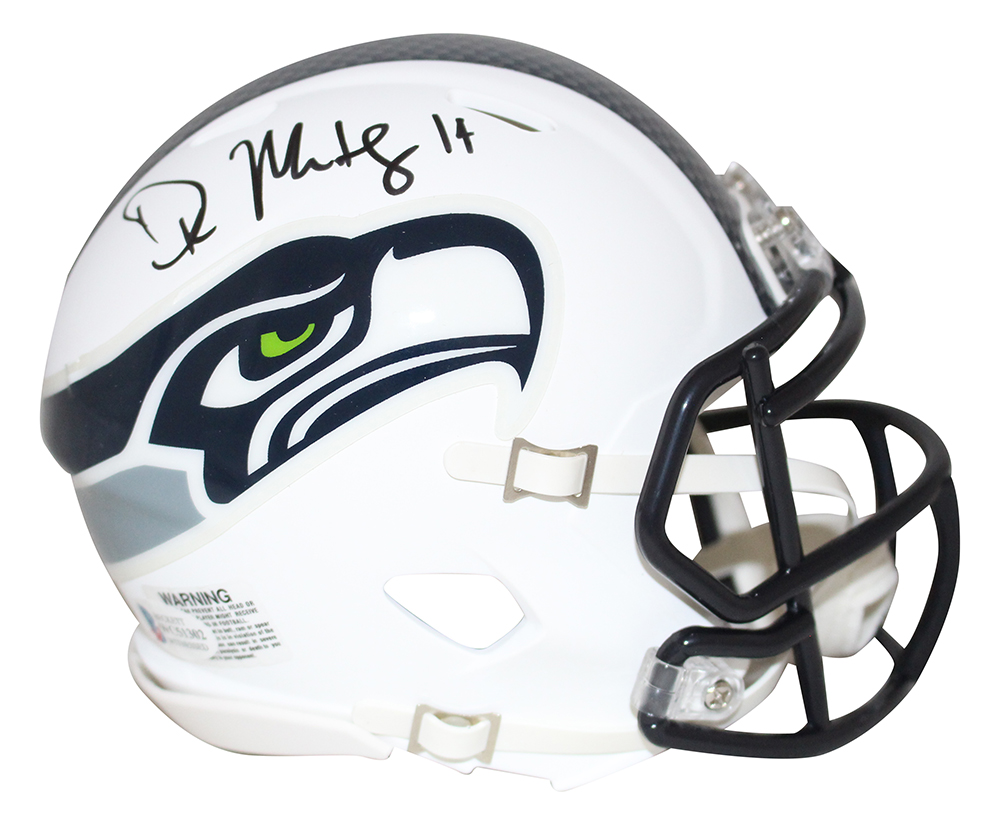 DK Metcalf Autographed Seattle Seahawks Flat White Mini Helmet BAS 28417