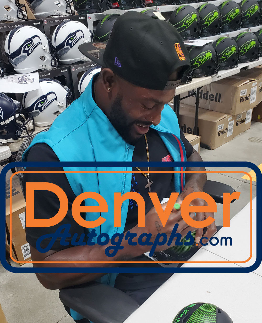 DK Metcalf Autographed/Signed Seattle Seahawks Eclipse Mini Helmet BAS 28420