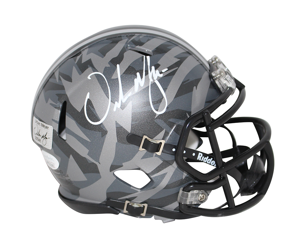 Urban Meyer Autographed Ohio State Buckeyes Camo Mini Helmet JSA 32945