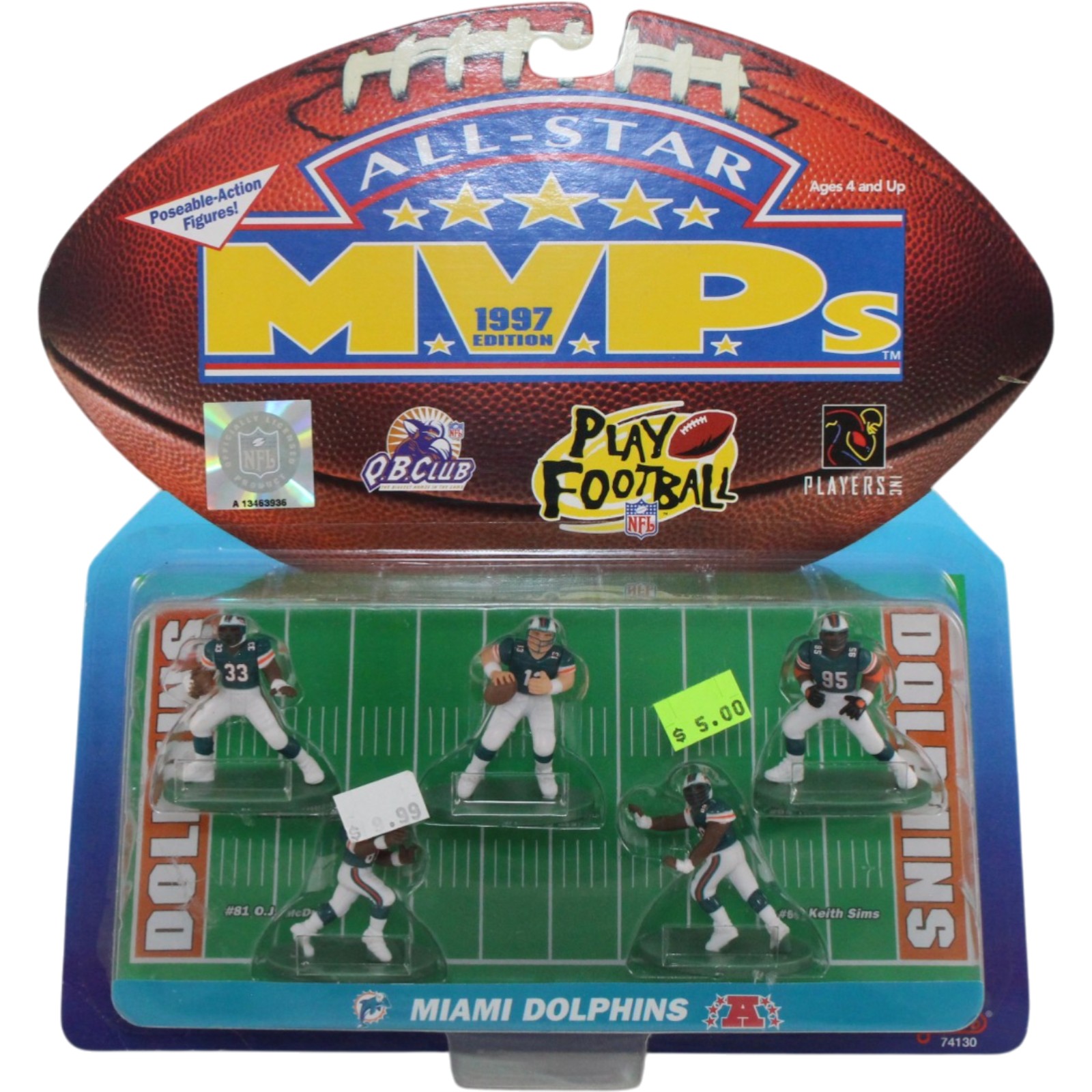 Miami Dolphins QB Club 1997 All Star MVP Mini 5 ct Poseable Figures 55347