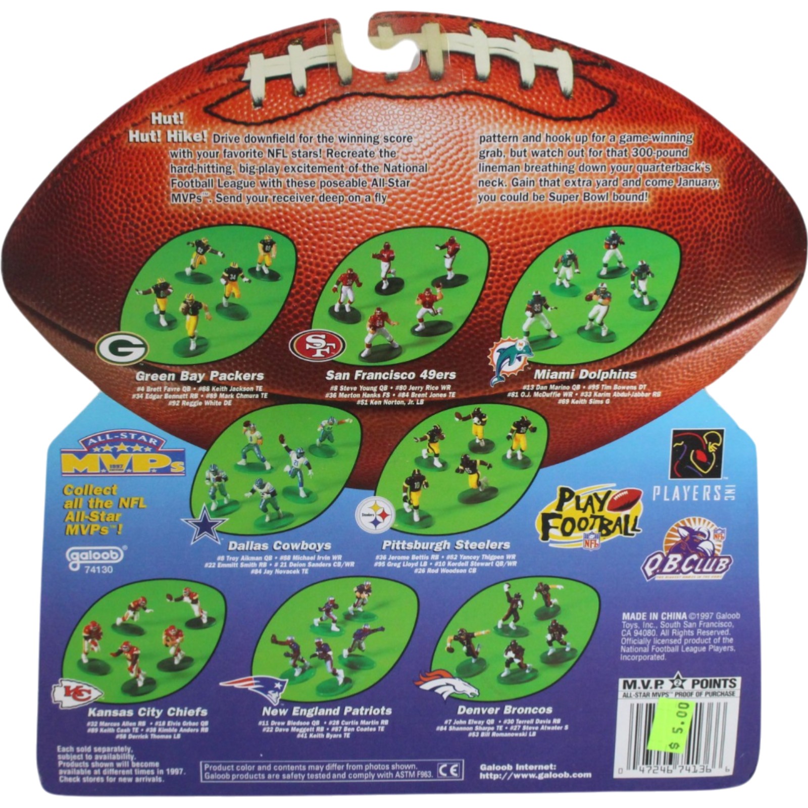 Miami Dolphins QB Club 1997 All Star MVP Mini 5 ct Poseable Figures 55347