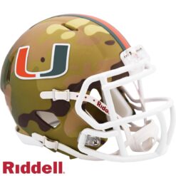 Miami Hurricanes Riddell New In Box Rare Limited Edition Camo Mini Helmet 29619