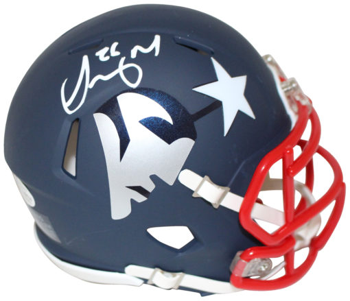 Sony Michel Autographed/Signed New England Patriots AMP Mini Helmet BAS 25950