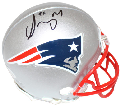 Sony Michel Autographed/Signed New England Patriots Mini Helmet BAS 25953