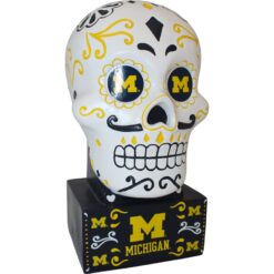 Michigan Wolverines Team Color Sugar Skull Statue Evergreen New 14909