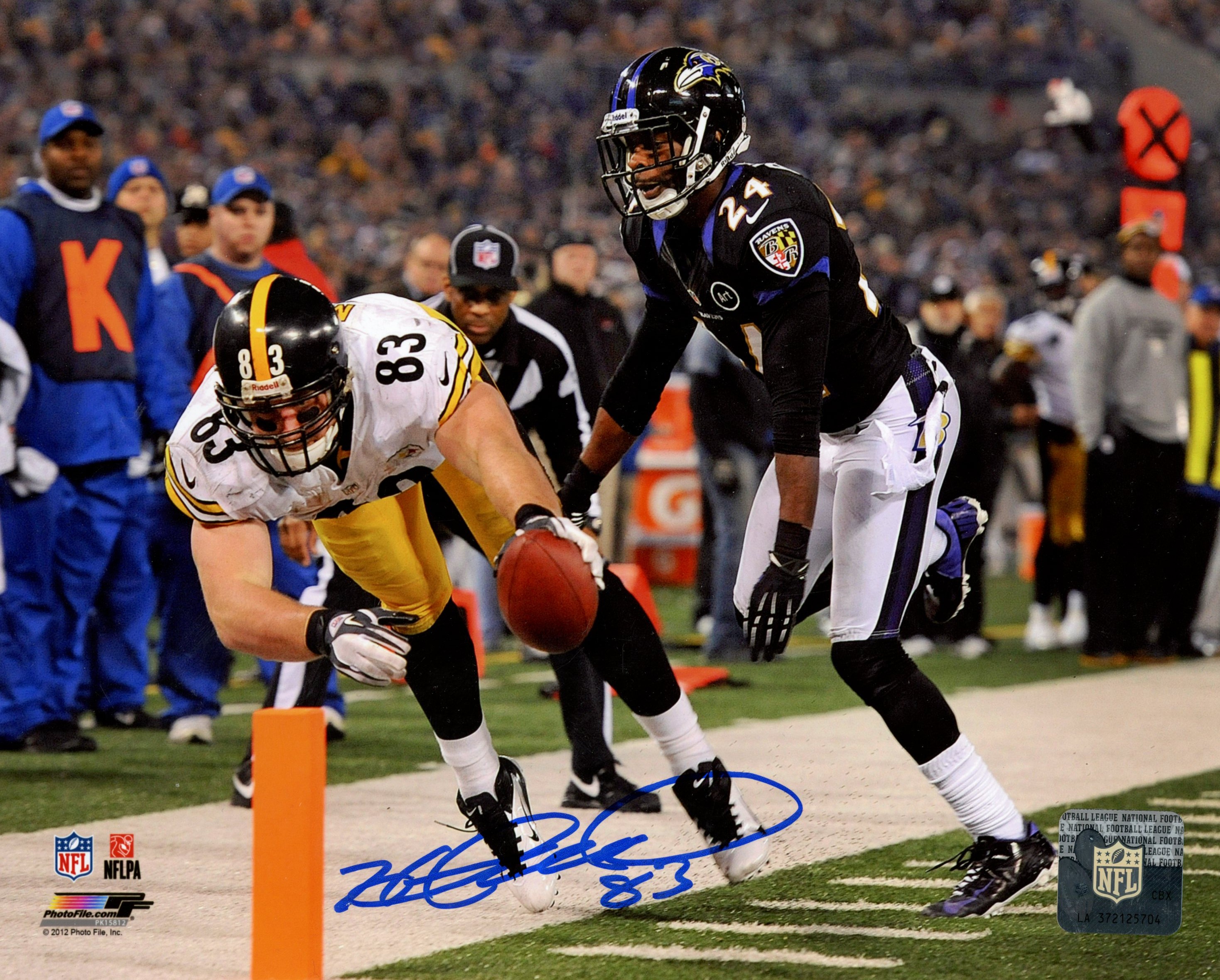 Heath Miller Autographed Pittsburgh Steelers 8x10 Photo Beckett Witness 54706