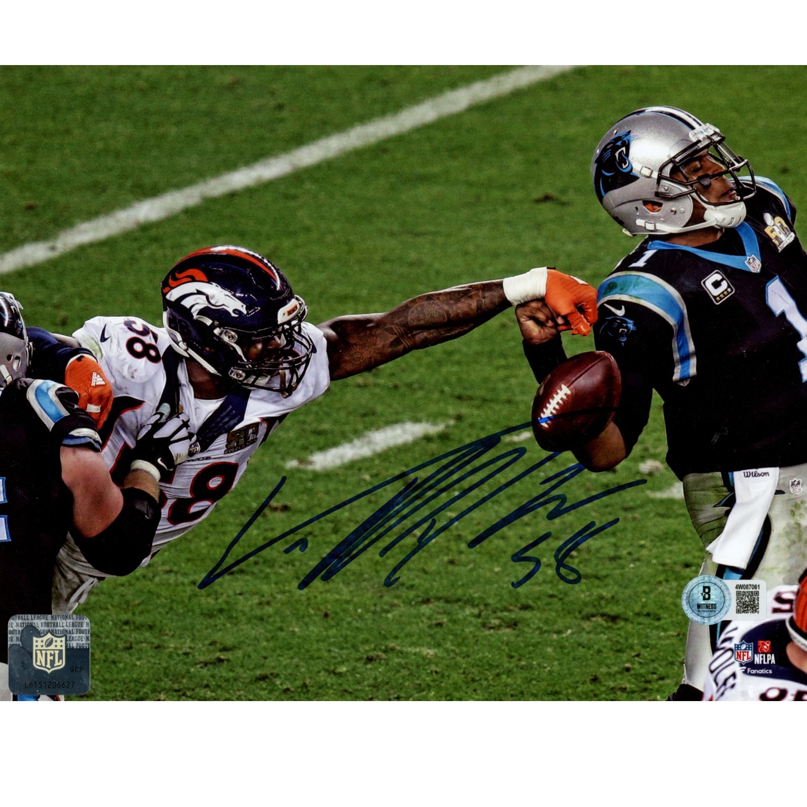 Von Miller Autographed Denver Broncos 8x10 Photo Beckett Witness 54765