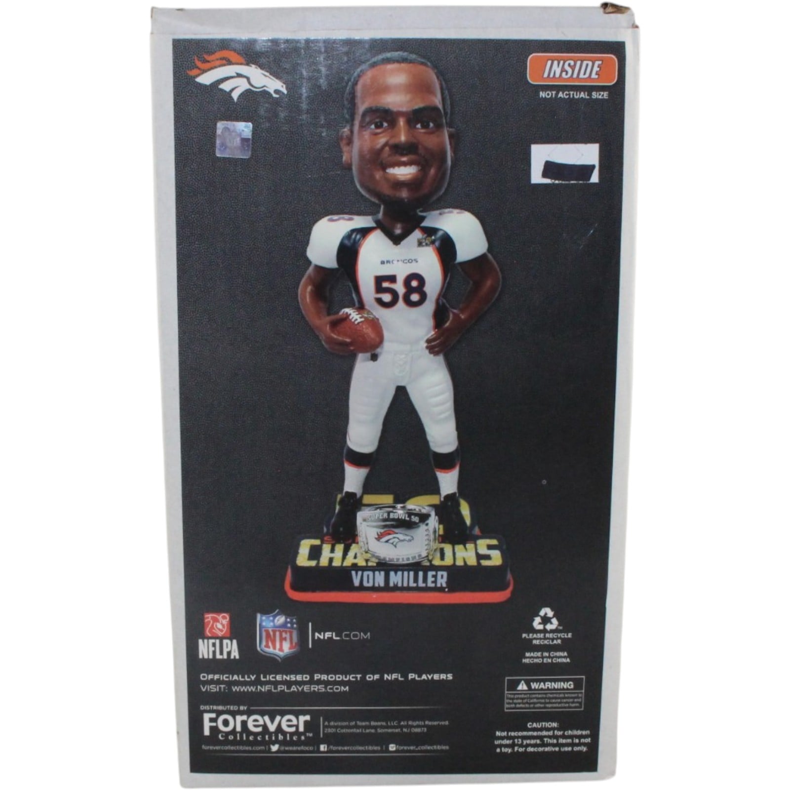 Von Miller Denver Broncos Super Bowl 50 Champions 8" Bobblehead 58215 5 Von Miller Denver Broncos Super Bowl 50 Champions 8" Bobblehead 58215