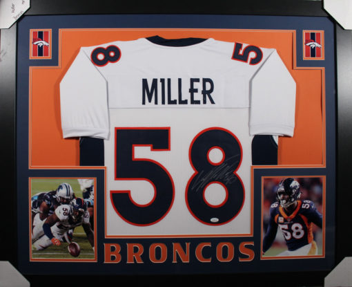 Von Miller Autographed/Signed Denver Broncos Framed White XL Jersey JSA 20179