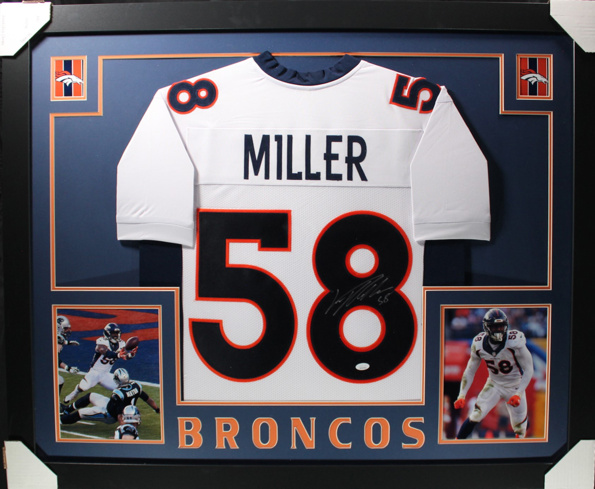 Von Miller Autographed/Signed Pro Style Framed White XL Jersey JSA