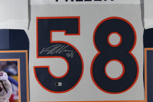 Von Miller Autographed/Signed Pro Style White XL Framed Jersey Beckett 51230