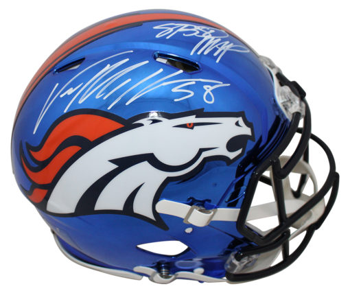 Von Miller Autographed Denver Broncos Authentic Chrome Helmet MVP JSA 24310