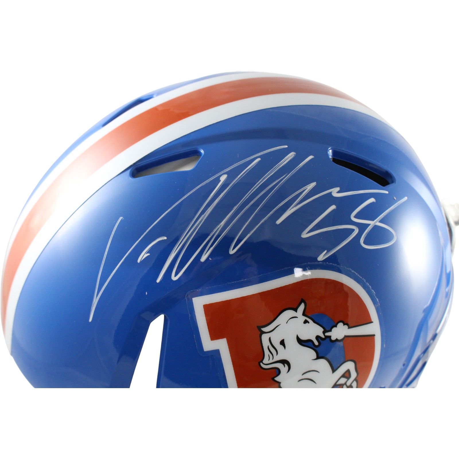 Von Miller Autographed Denver Broncos Authentic TB Helmet Beckett Witness 54737