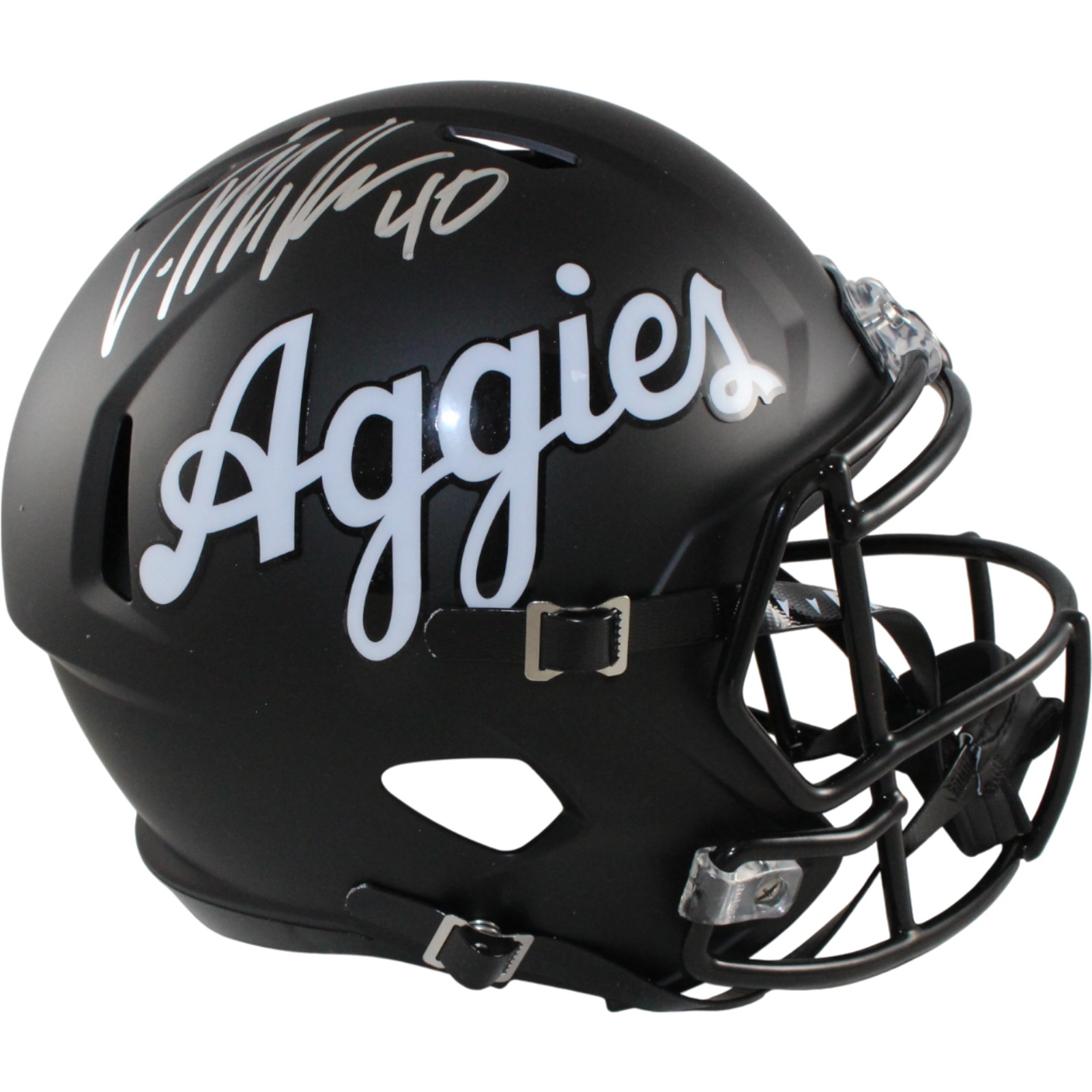 Von Miller Autographed Texas A&M Aggies F/S Script Helmet Beckett Witness 54705