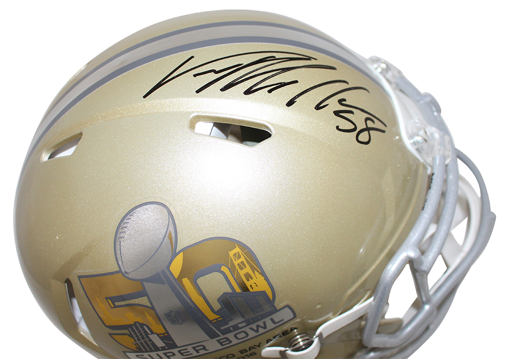 Von Miller Signed Denver Broncos Authentic Gold Super Bowl 50 Helmet JSA 24207 Denver Autographs