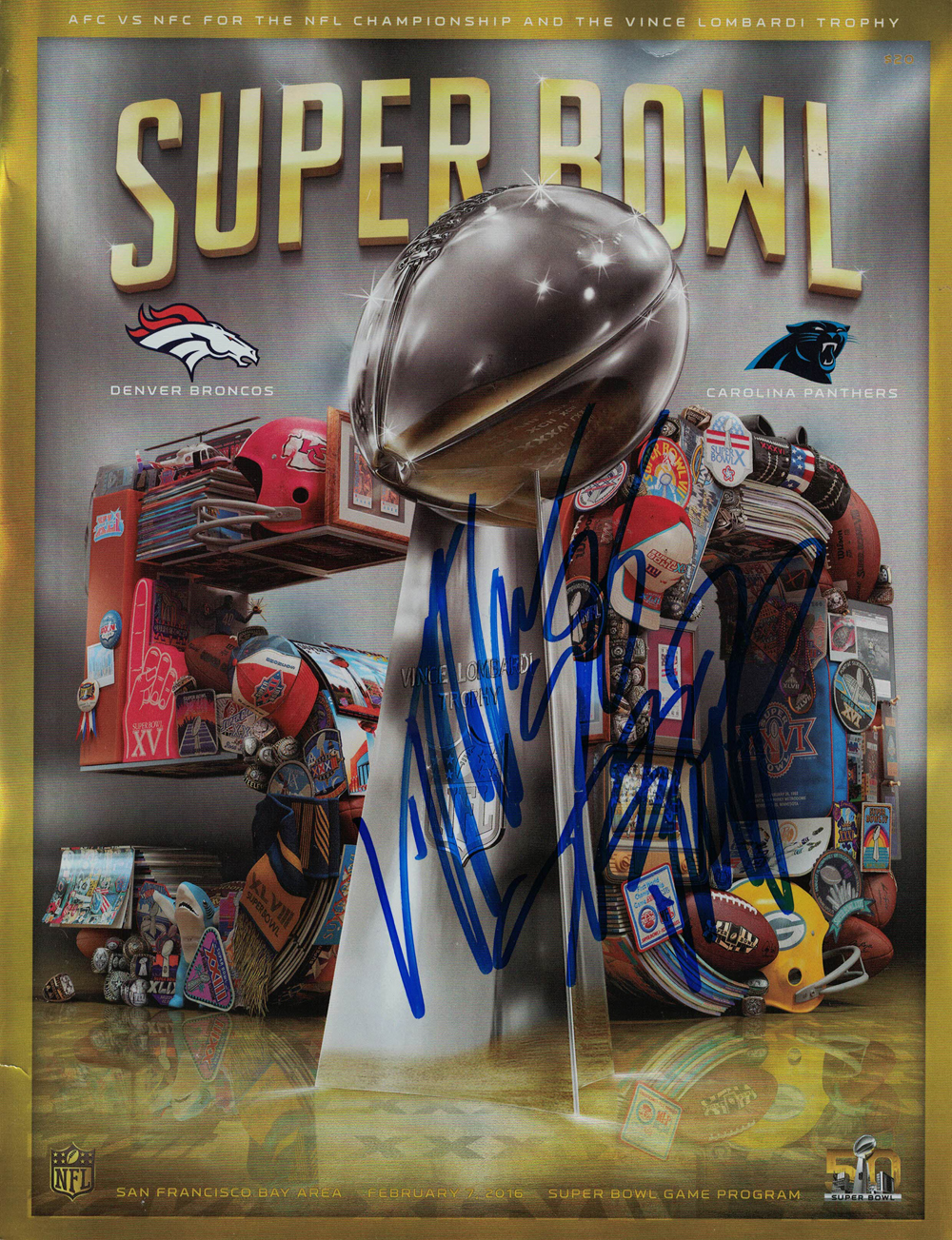 Von Miller Autographed/Signed Super Bowl 50 Program SB MVP Beckett