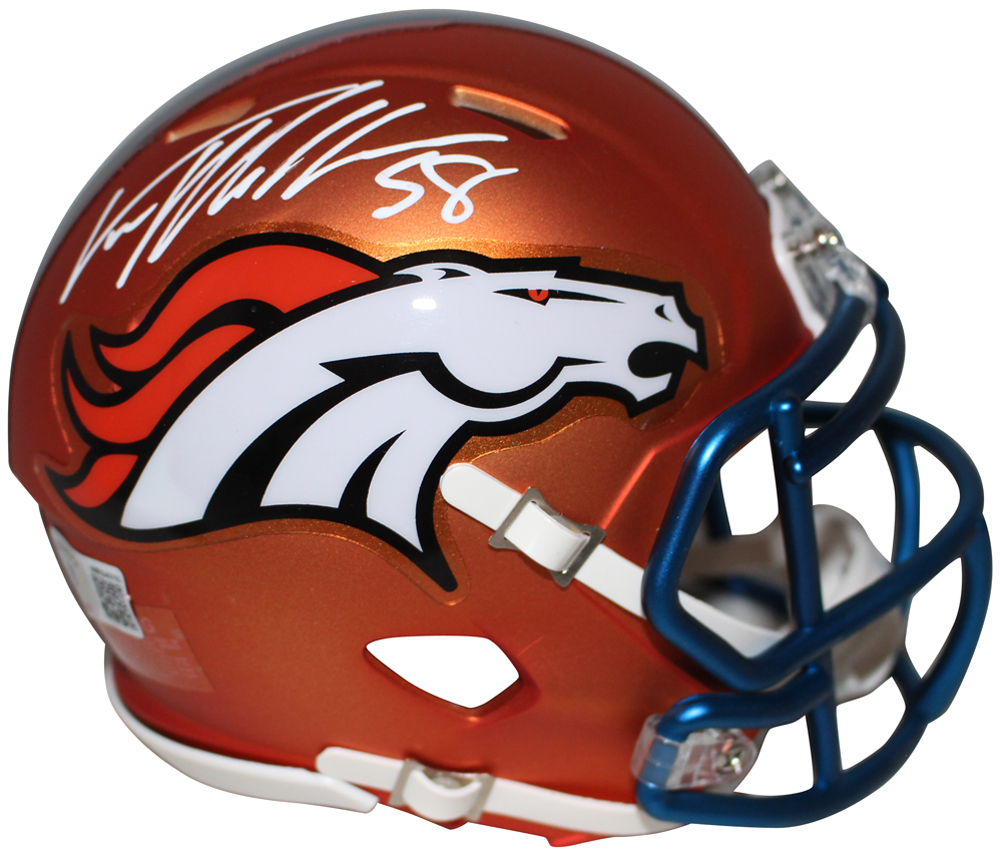 Von Miller Autographed/Signed Denver Broncos Blaze Mini Helmet BAS