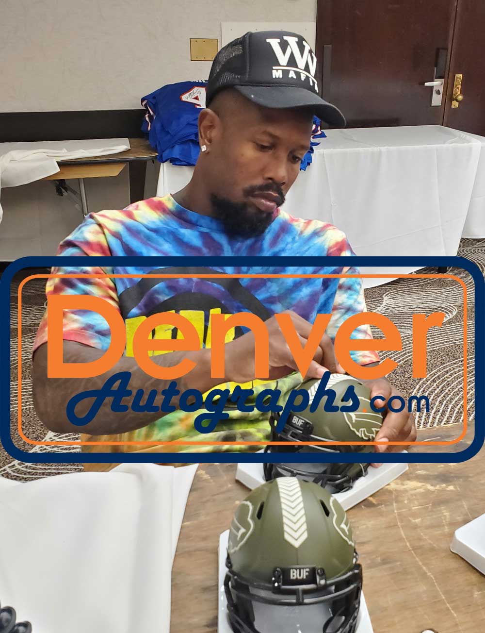 Von Miller Autographed Buffalo Bills Salute To Service Mini Helmet