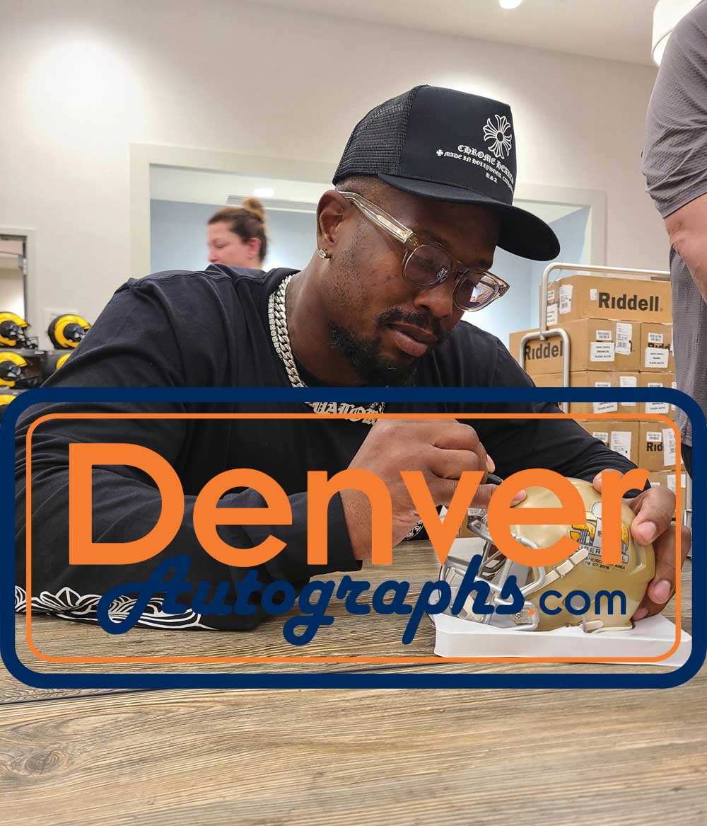 Von Miller Autographed Denver Broncos SB 50 Gold Mini Helmet BAS