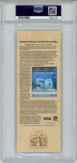 Von Miller Signed Super Bowl 50 Ticket w/SB 50 MVP Grade 6 PSA 9 Slab