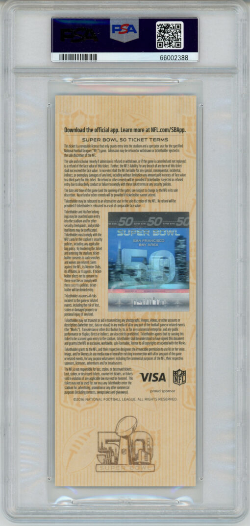 Von Miller Signed Super Bowl 50 Ticket w/SB 50 MVP Grade 8 PSA 9 Slab