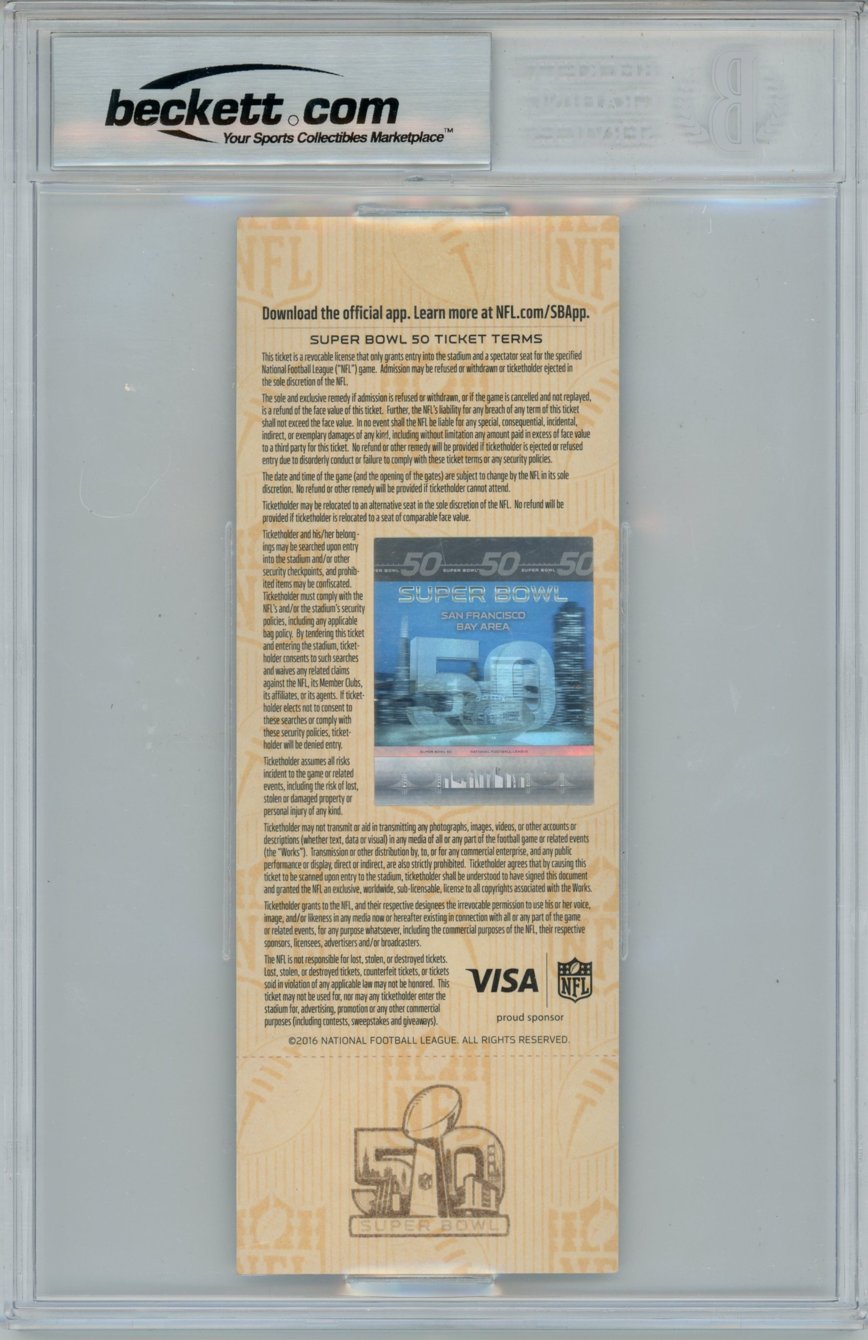 Von Miller Autographed/Signed Super Bowl 50 Ticket SB 50 MVP Slab Beckett 54763